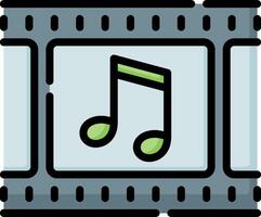 An icon of a music note on a film strip vector