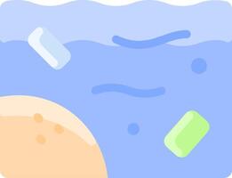An illustration of a beach with a beach ball and a beach towel vector