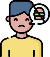 A man with a burger in his hand and a speech bubble vector