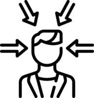 A person with arrows pointing to his head vector