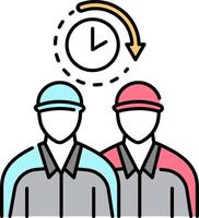 Two people with hats and a clock on their heads vector
