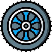 A blue and black tire with a black rim vector