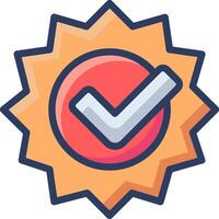 A check mark icon on a starburst vector