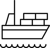 A line drawing of a ship with cargo vector