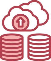 A cloud with a red arrow pointing up and a stack of data vector