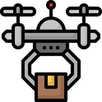 A cartoon image of a drone with a box vector