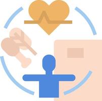 A person is surrounded by various health related items vector