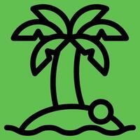 A black and white icon of a palm tree on an island vector