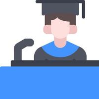 A graduate is sitting at a podium with a microphone vector
