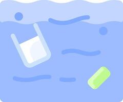 A plastic bottle and a plastic bag floating in the water vector