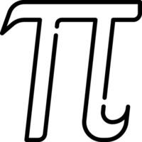 The symbol for pi is shown in black and white vector