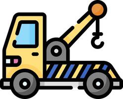 A yellow truck with a crane on it vector