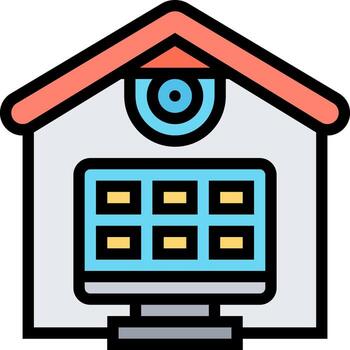 A house with a computer monitor inside vector