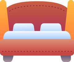 Bed icon with two pillows and a bed vector