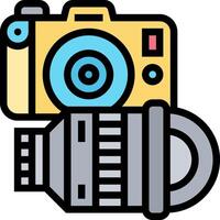 A camera and a flash light icon vector