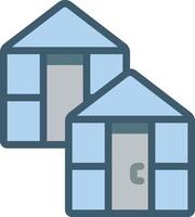 Two houses with a door open and a window vector