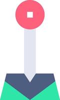 A red button on top of a green and blue arrow vector
