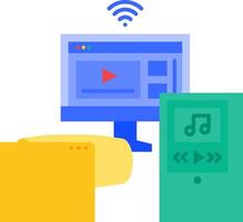 A computer, a tablet and a phone with a wifi icon vector