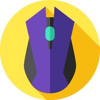 A purple computer mouse with a green button on it vector