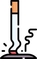 A cigarette with a lit end on a table vector