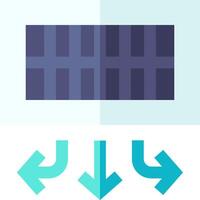 A flat icon with a blue and green arrow pointing to the left vector