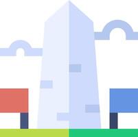A colorful building with a tall tower in the background vector