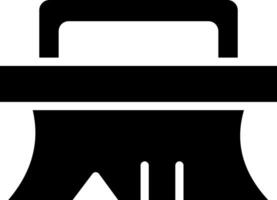 A black and white icon of a broom vector