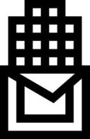 A black and white image of a building with an envelope vector