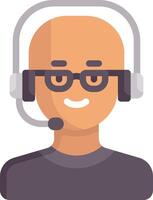 A bald man wearing glasses and a headset vector