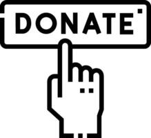 Donate button with hand pointing to it vector
