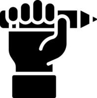 A hand holding a pencil and pointing to the sky vector