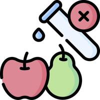 An apple and a test tube with a red cross on it vector