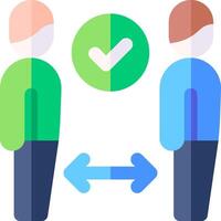Two people are standing next to each other with a green check mark vector