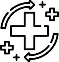 A black and white image of a cross and arrows vector