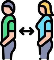 Two people are standing next to each other, one is facing the other vector