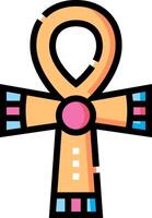 An egyptian cross with a pink and blue design vector