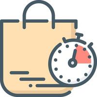 Shopping bag with a clock icon vector