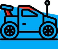 A blue toy car with a red and blue stripe vector