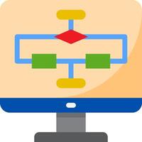 A computer monitor with a diagram of a computer vector