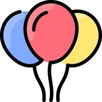 Three balloons with one red, blue and yellow one vector