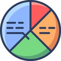A pie chart with three different colors vector