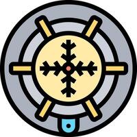 A circular icon with a snowflake in the center vector