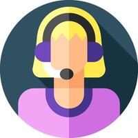 Call center agent flat icon with long shadow vector