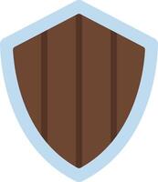 A shield icon with a brown and blue background vector
