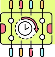 A clock and a bunch of different colored pins vector
