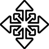 A black and white snowflake with arrows vector