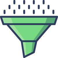 A funnel icon with rain coming out of it vector