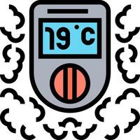 A thermometer with the temperature of 19 degrees vector