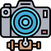 A camera with a blue and white background vector