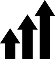 An arrow chart with three arrows pointing up vector